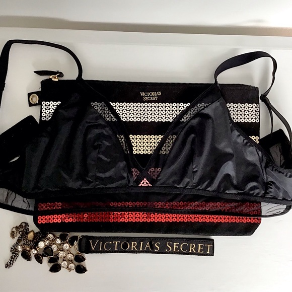 Victoria’s Secret Limited Edition Black Satin Mesh Bralette Size Small - Picture 5 of 8
